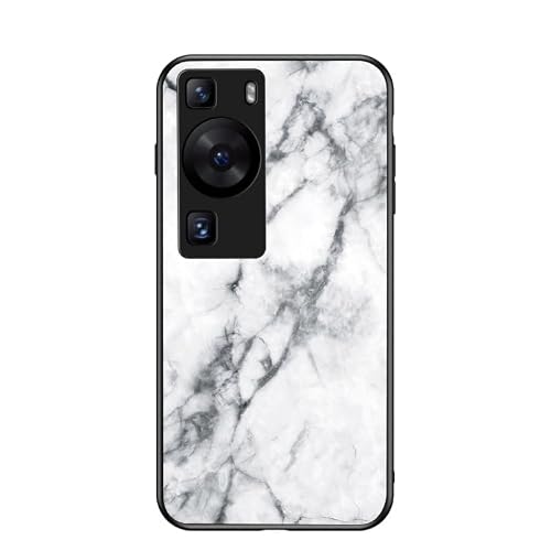 Jiajihua Cover Compatible with Huawei P60 AL00 【PC Panel+Tempering Glass+TPU Silicone】 3 in 1 Shockproof Phone Case White