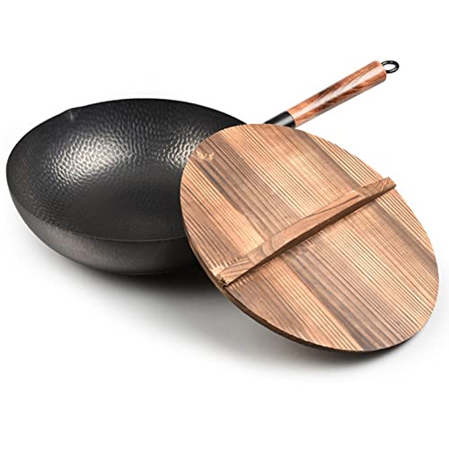 Wok chino de hierro fundido con tapa de madera miniatura 1