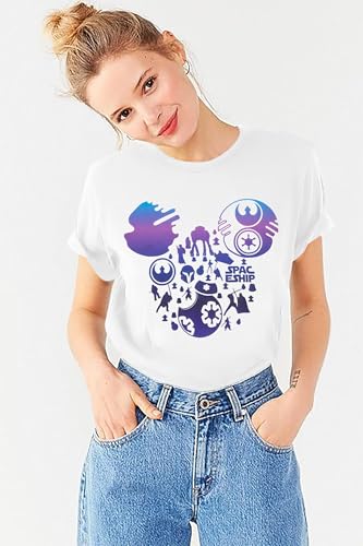 Image of FRYAID Women May The Power Be with You Graphic T Shirt Short Sleeve Casual Tops Summer Fun Vacation Shirt Soft Casual Fit