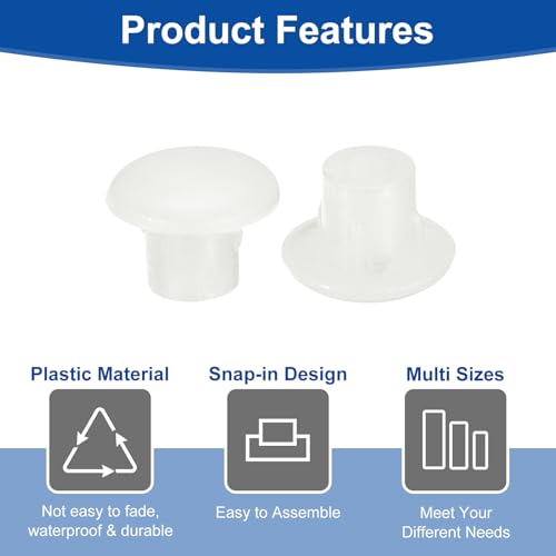 Image of uxcell 2000Pcs Screw Hole Plugs, 5mm(3 /16 inch) Dia Plastic Round Button Plugs Snap in Locking Hole Covers Flush Type Caps for Furniture Cabinet, Transparent