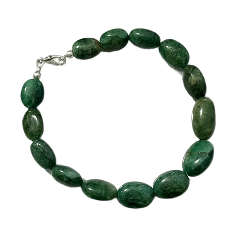 Bracelet émeraude naturelle LKBEADS anti-ternissement maillons faits main