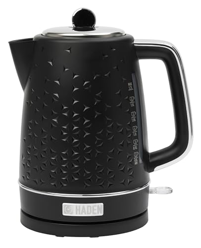 Haden Starbeck 1.7 Liter Stainless Steel Electric Water Kettle, Black & Chrome
