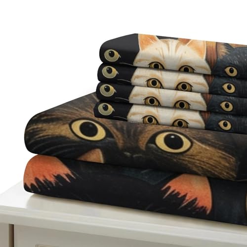 Microfibre sets housse de couette chat fermeture éclair anti-plis lit adolescent