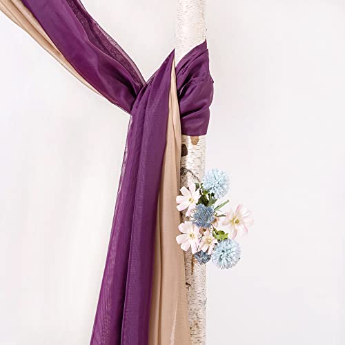 Miulee Luxury Window Scarf Sheer Voile Elegant Topper Long Window Valance Solid Window Treatment Swags Drapes For Window Ceremony Wedding Canopy Bed 54" X 216" Plum Purple #TOP3