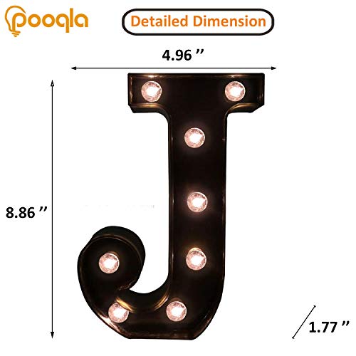 Image of Pooqla Black Light Up Letter J, Marquee Letters Black Room Decor | LED Lighted Letters Birthday Party Decorations, Gifts for Boys Men Christmas Anniversary Night Light Home Bar Room Decoration