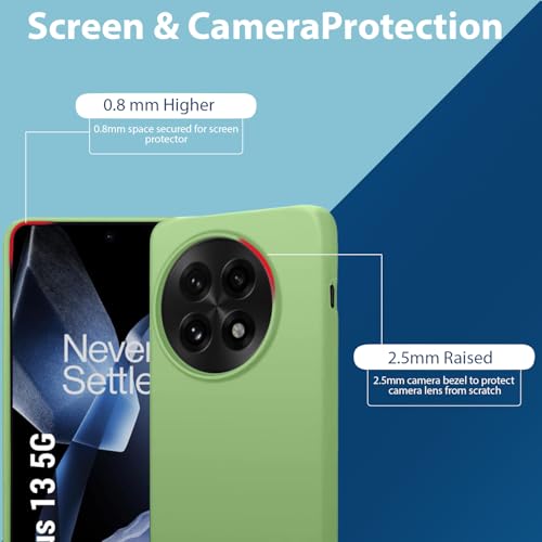 Image of LIRAMARK Liquid Silicone Soft Back Cover Case for OnePlus 13R 5G| Soft Micro-Fibre Lining Inside | Camera Protection Bump (Green)