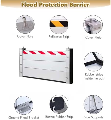 Heavy Duty Aluminum Flood Barriers for Home - Reusable Detachable Mobile Water Baffle, Door Protection, Flood Defense, 120x60cm, Rainwater Control Solution
