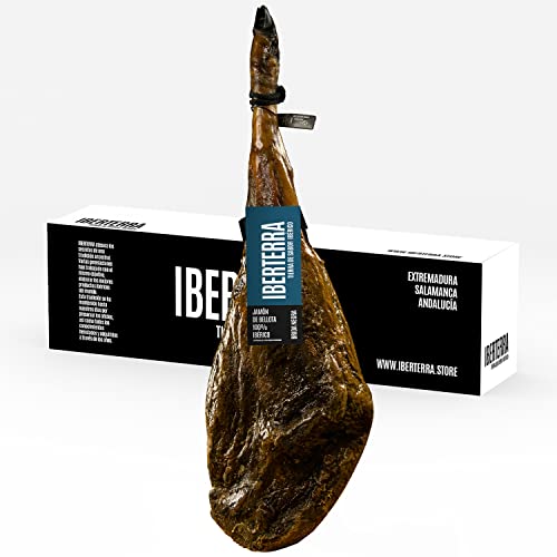 Jamón de Bellota 100% Ibérico. Jamón Ibérico IBERTERRA. Peso pieza entera de 6 a 7 kg. Jamón Bellota Ibérica con 36 meses de curación. Raza Ibérica. Jamones Ibéricos. Jamón Ibérico Bellota Cover
