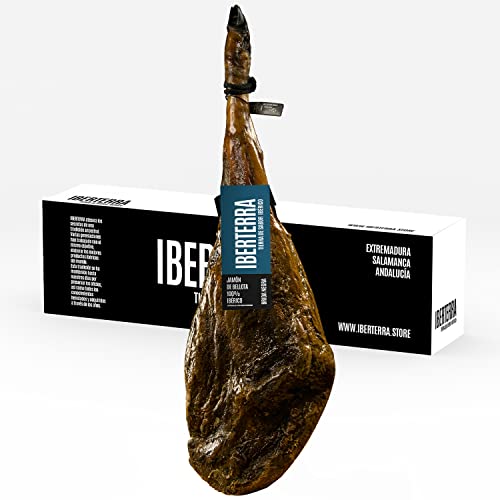 Jamón de Bellota 100% Ibérico. Jamón Ibérico IBERTERRA. Peso pieza entera de 6 a 7 kg. Jamón Bellota Ibérica con 36 meses de curación. Raza Ibérica. Jamones Ibéricos. Jamón Ibérico Bellota.