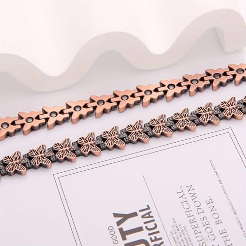 Image of Copper Bracelet for Women 99.9% Pure Copper Crystal Bracelets Link Chain Charm Jewelry Present 3500 Gauss with Adjustment Tool