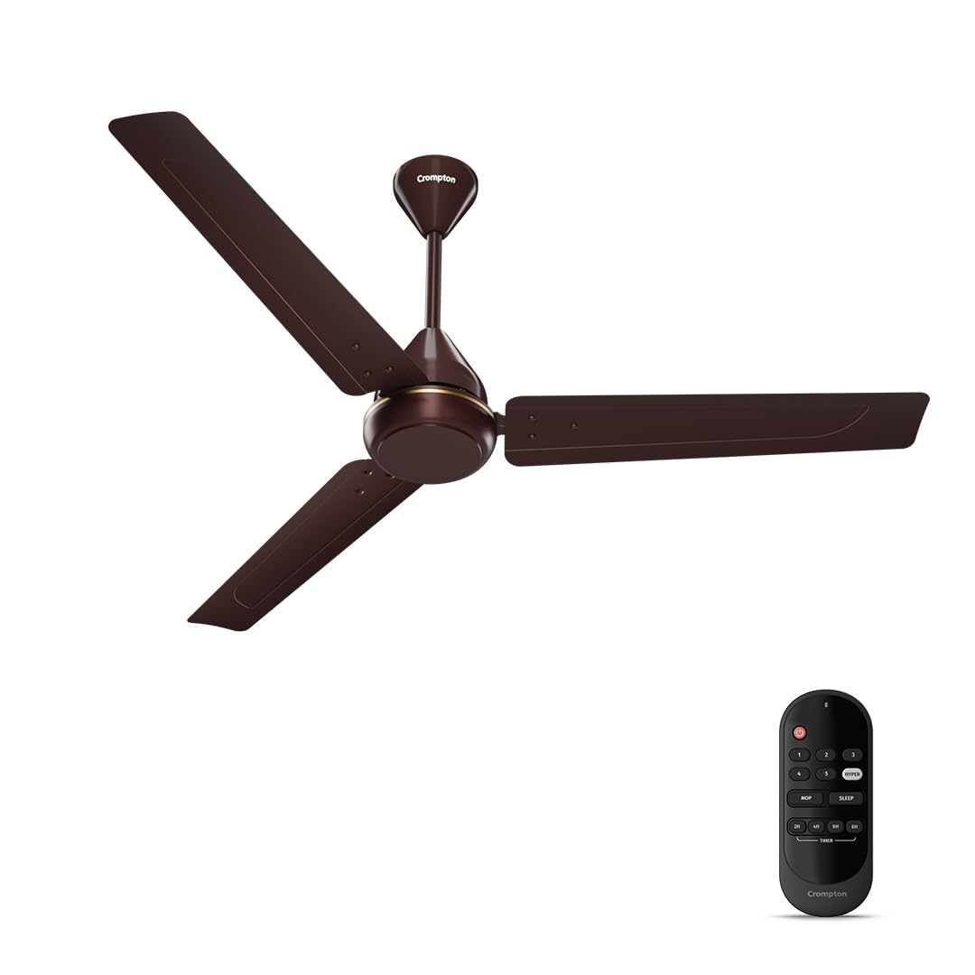 Crompton Energion Hyperboost 1200mm BLDC Ceiling Fan | Point Anywhere Remote Control | BEE 5 Star Rated Energy Efficient | Superior Air Delivery | 2 Year Brand Warranty | Smoked Brown