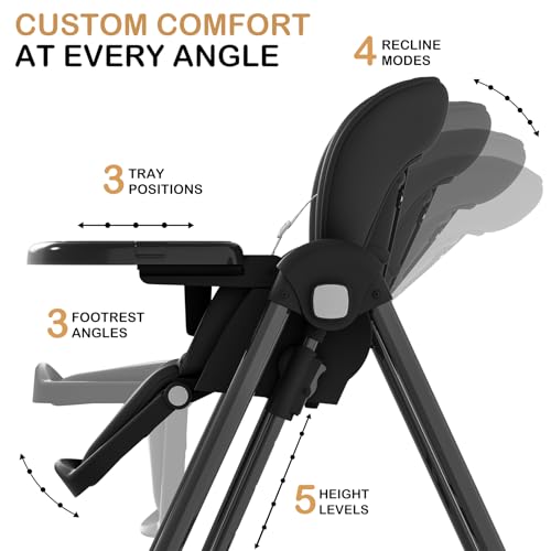 Image of 3-in-1 Foldable High Chairs for Babies and Toddlers with Rocking Mode