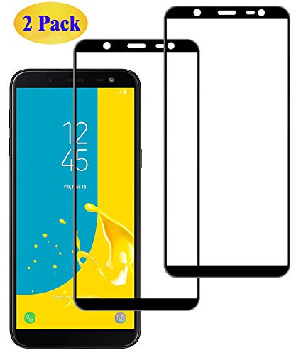 Eachy Compatible con Cristal Templado para Samsung Galaxy J6 2018 Vidrio Templado, [2 Unidades] Protector de Pantalla para Samsung Galaxy J6 2018(SM-J600) Cobertura Completa 5,6 Pulgadas-Negro