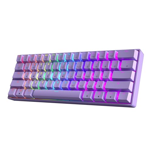 Image of HK GAMING GK61 60% v3 | Hotswap Mechanical Gaming Keyboard | 61 Keys Multi Color RGB LED Backlit for PC /Mac Gamer | US Layout (Lavender, Cherry Mx Speed Silver)