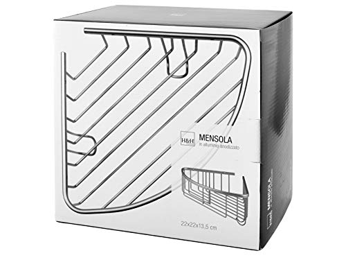H&H Corner Shelf, Aluminium, 22 x 22 x 14 cm, Grey, 0 - Image 2