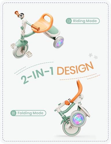 image for besrey Kids Tricycle with Flash Wheels for Ages 18 Months to 5 Years, 