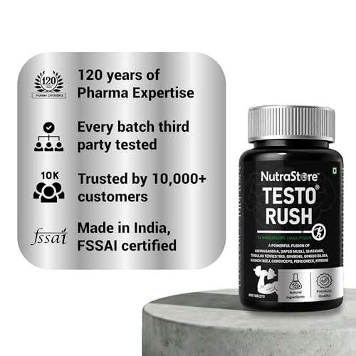 Image of Testosterone Supplement for Men | Blend of 10 Powerful Herbs Including Ashwagandha, Safed Musli, Ginseng, Tribulus & Cordyceps | Energy Booster & Stamina Booster for Men | Daily Health Supplement (60 Tablets)