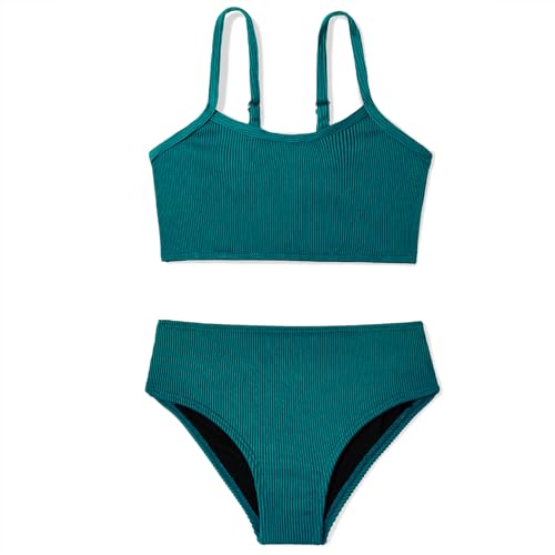 Image of Century Star Girls Ribbed 2-Piece Bikini Swimsuit - Fully Lined Modest Bathing Suit for Teens & Tweens