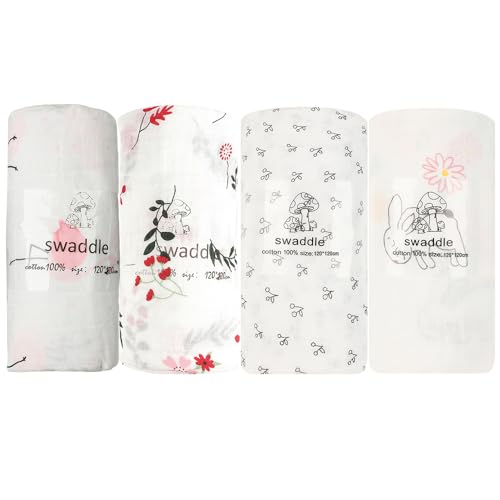 おくるみ ガーゼ ベビーバスタオル 新生児 ベビーブランケット 授乳ケープ 赤ちゃん スワドル 出産祝い 4枚セット 120*120p 綿100% 女の子 4枚セット