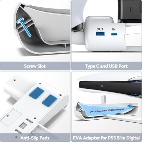 Image of New World Horizontal Cooling Stand Replacement for PS5 Slim Disc & Digital Only, Dual PS5 Controller Charger with 3-Level RGB Cooling Fan, for 2023 PS5 Slim Console (NOT Fit 2020 PS5 fat )