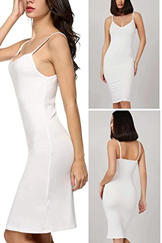 Avidlove Full Slip For Women Under Dress Adjustable Spaghetti Strap Cami Dress Chemisess Lingerie Sleepwear(White,M) #TOP1