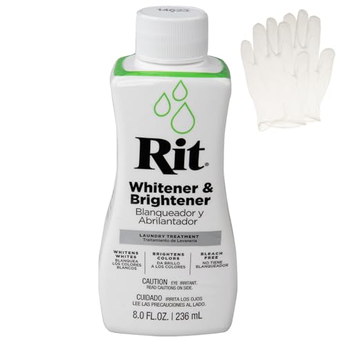 Rit Dye Liquid Fabric Dye for Crafting Clothing and Dcor 8 oz. Bottle Whitener & Brightener (Gloves Included)
