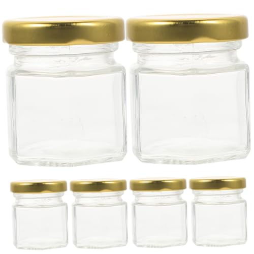 MOLUCKFU 6pcs Honey Bottle Grain Dispenser Mini Jams Clear Jars Clear Honey Jars Jam Storage Jars Syrup Honey Pot Jam Jars To Go Food Containers with Lids Mini Containers Transparent Iron