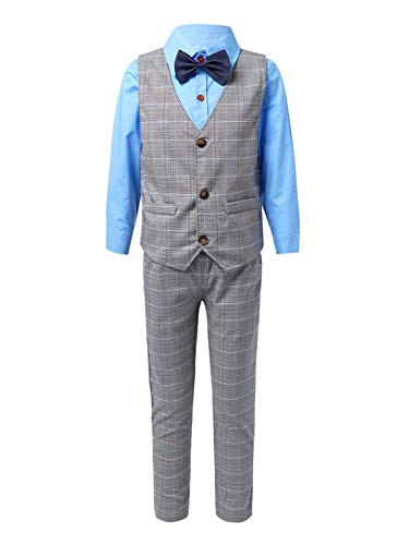 Nimiya Baby Boy Bowtie Tuxedo Vest Long Sleeve Clothes Gentleman Outfit Wedding Birthday Party Formal Suit Blue 9-12 Months