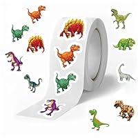Dinosaur Rolls Small Stickers for Kids 500Pcs Cute Circle Teacher Supplies Stickers for Kids Classroom 10 Designs Motivational Stickers for Training Reward (Dinosaur)