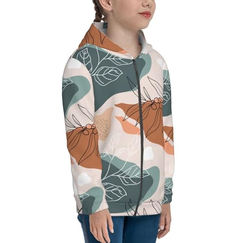 Flowers and Leave Kid Hoodies Boys Zip Up Sweatshirts Girls Pullover with Pocket4