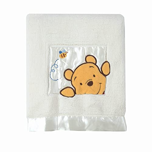 Image of Danica Soft Coral Fleece Baby Blanket, Cute Animal Pattern, 40" X 30" Cozy, Comfortable & Warm (Ivory) Winnie Bear