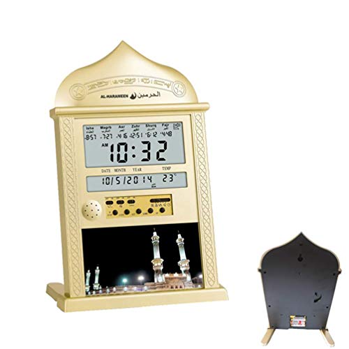DEAGUI Azan Clock Athan Prayer Clock Automatic Azan Wall Prayer Clock Islamic Quran Muslim Gold