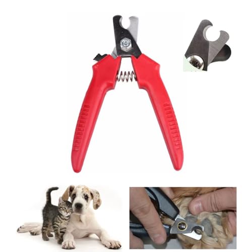 Alicate Tesoura para Cortar Unhas de Animais de Estimação Pet, Gato, Cachorro, 12 cm (Vermelho)
