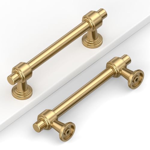 Image of 10 Pack 3.75 inch(96mm) Champagne Gold Cabinet Pulls Kitchen Cabinet Handles Brushed Bronze Cabinet Hardware Drawer Pulls for Cupboard