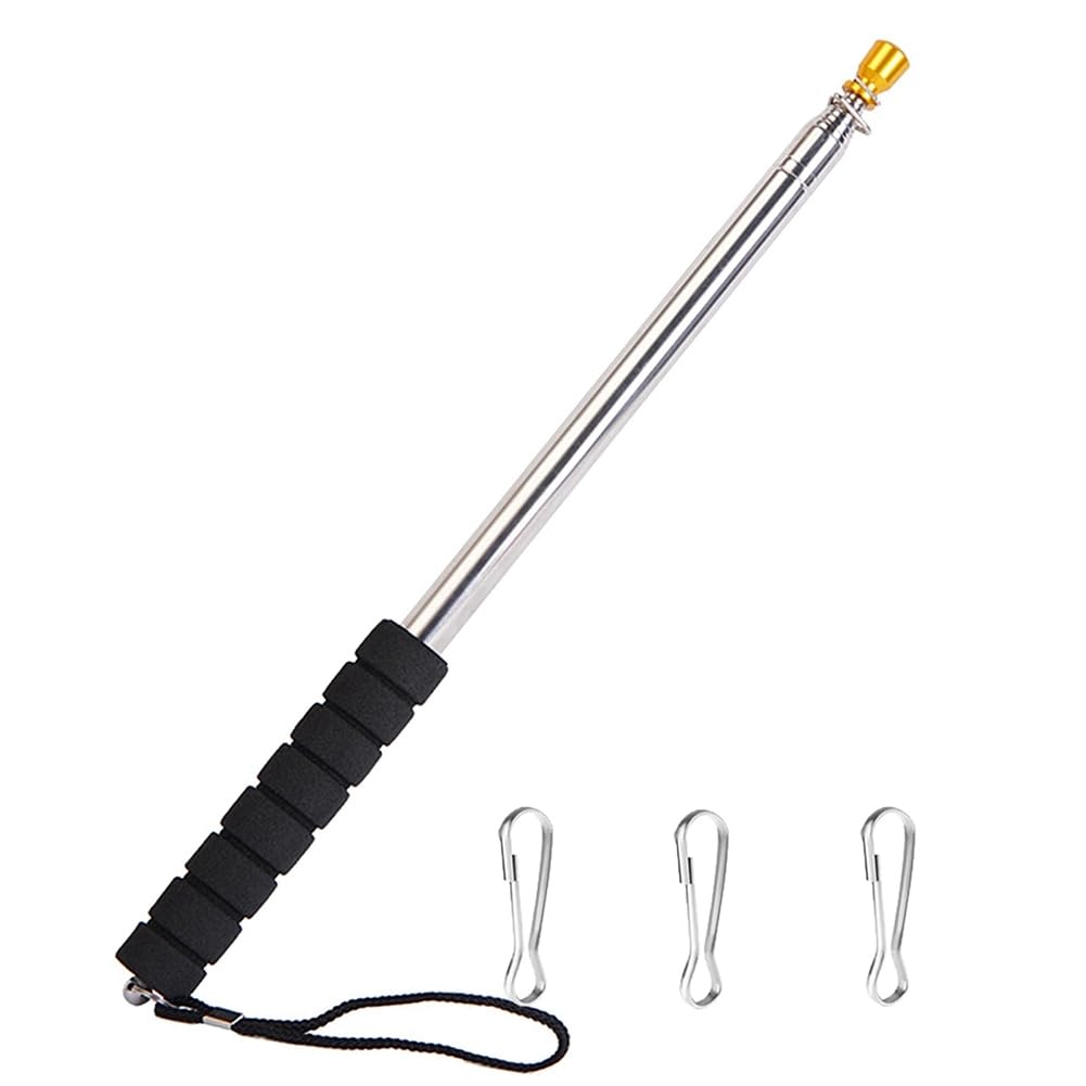 Nondk 9.8Ft Telescopic Flag Pole,Stainless Steel Handheld Portable Extendable Retractable Flagpole With Anti-Slip Grip