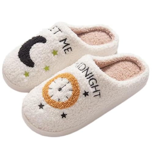 Homarket Cartoon Slippers, Closed Toe Slippers, Warm, Anti-Slip, Classic Breathable, Comfortable House Shoes for Indoor & Outdoor Use (Midnight-White, 42 EU Footwear Size System, Medium)