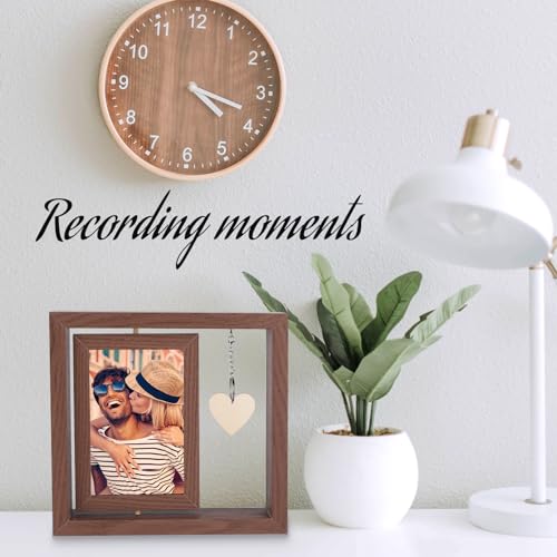 LTXDJ Draaibare fotolijst voor 2 foto's, 4 x 6 cm, houten Newlywed jubileum, fotolijst, paar, cadeau voor hem en haar, gepersonaliseerd fotocadeau voor bruiloft, Valentijnsdag, Moederdag, beste vriend - Image 4