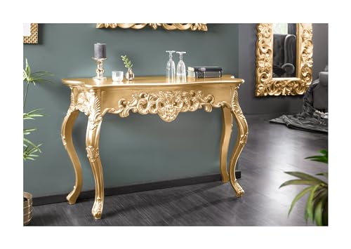 Console dorée avec décorations et ornements faits à la main - Finition antique - Luxueux - Style baroque rococo - 112 cm