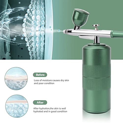 Zubana Airbrush Kit With Compressor, Portable Water Oxygen Injector Set, Cordless Airbrush For Nail Art, Painting, Cake Decor, Cookie, Mode, Makeup, Barber-Green #TOP3
