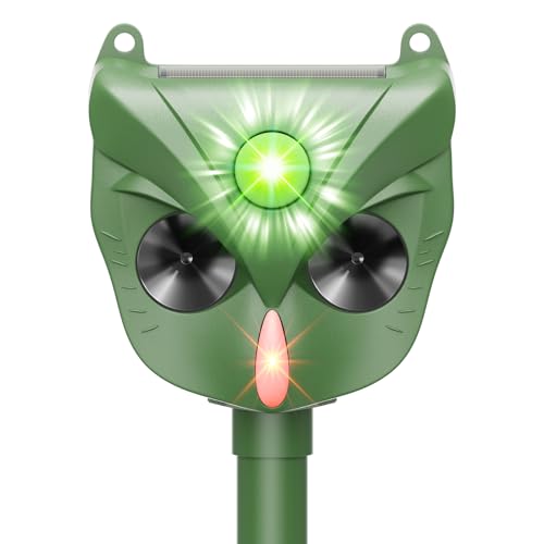 Repellente per Gatti, Dissuasore per Gatti per Giardini, Dissuasori per Piccioni Ultrasonico Solare con Luci Lampeggianti, IP44 Impermeabile per Gatti, Cani, Piccioni, Ratti e Volpi(VerdeC)
