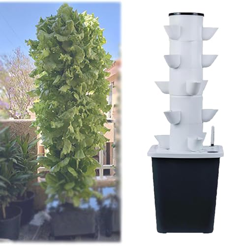 Tour de Culture hydroponique,Tour de jardinière Verticale avec réservoir,Colonne potagère pour extérieur, Jardin Autonome hydroponique, Agriculture Verticale Hors Sol