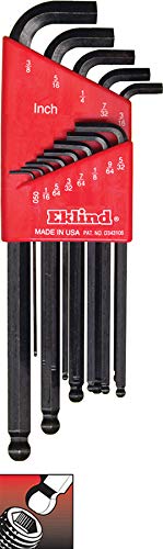 Close-up view of the Eklind 13113 hex key set in its red holder, highlighting the size markings and color coding.