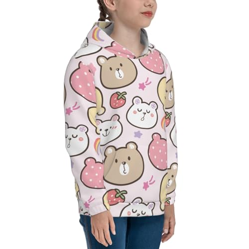 Cute Cartoon Bear Face Kids Pullover Hoodies Boys Sweatshirts Girls Athletic Clothes with Pocket3