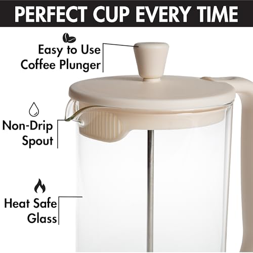 Primula French Press Coffee Maker, Heat Resistant Borosilicate Glass with Stainless Steel Filters, 8 Cup, 34 oz, Cream by Primula - Image 3