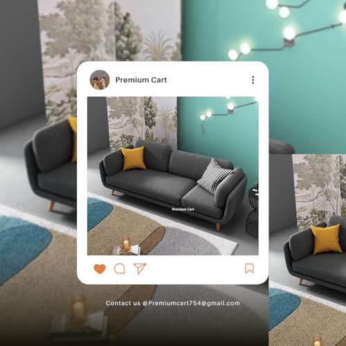 Image of Velvet Contemperory Sofa with Cushion Chaise Lounge Sectional Sofa Perfect for Living Room & Bedroom Guests Home & Office (Velevt Dark Grey), 3 Seater