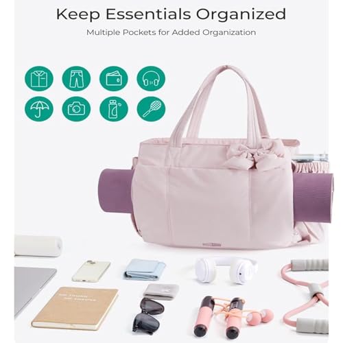 Lightweight Crush Bow Tote Bag for Women – Fits 15.6" Laptop, Water-Resistant, with Cup Holder & Detachable Bow4