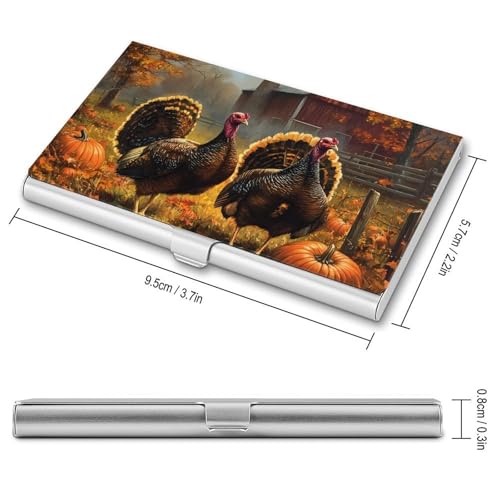 Thanksgiving Turkey Business Card Case Pocket Card Holder Slim Card Wallet for Men Women2