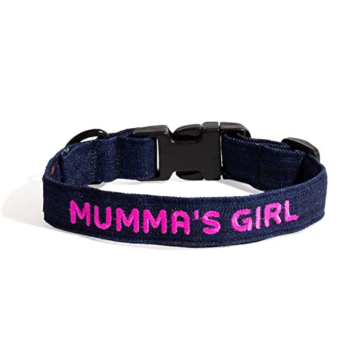 Lana Paws Mummas Girl Adjustable Embroidered Denim Fabric Dog Collar Belt - Large (B09P6FXKBN) Amazon Price History, Amazon Price Tracker