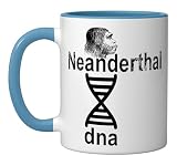 Double Helix Neanderthal DNA Genetic Design Ceramic Mug, Blue/White