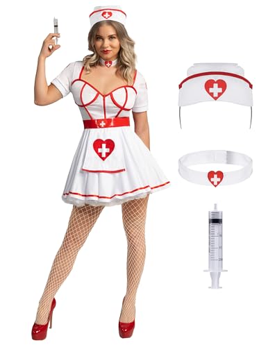 Spooktacular Creations Halloween Nurse Costume, White Nurse Costume Woman Heartbreaker